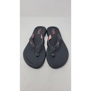 Flojos Women's Jersey Josie Memory Foam Flip Flop Thong Sandal, Black/Pink,